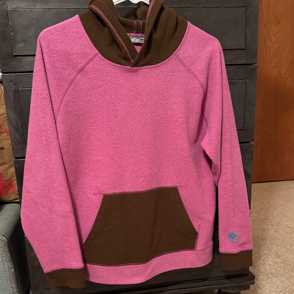 Stio Pink and Brown Kids fleece Hoodie